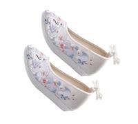 minkissy 1 Pair Embroidered Hanfu Dance Performance Shoes for Women Stylish Hidden High Heel Wedge Comfortable Ancient Chinese Style for Stage and Festive Events Easy to Wear and Slip White