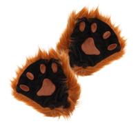 minkissy 1 Pair Fingerless Cat Claw Gloves Fox Costume Animal Gloves Made of Faux Fur Furry Paws Cute Gloves for Women Half Finger Gloves for Women Polyester Light Brown