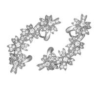 minkissy 1 Pair Flower Cuff Earrings for Women Non Pierced Clip Cartilage Climbers Elegant Floral Design Jewelry for Parties Weddings and Special Occasions
