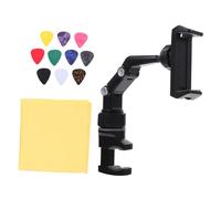 minkissy 1 Set Adjustable Guitar Headstock Clip Versatile Phone Stand for Musicians for Live Performances Lyrics Reading and Instructional Videos Durable and Practical Design Black and Grey