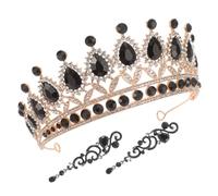 minkissy 1 Set Baroque Crown Earrings Jewelry Brides and Bridesmaids Vintage Rhinestone Wedding Accessories for Parties Dances and Halloween Events