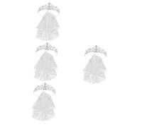 minkissy 1 Set Bridal Crown with Veil Shiny Rhinestone Tiara for Weddings Birthdays Parties Elegant Hair Accessories for Women Durable Comfortable Fit
