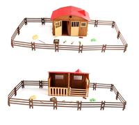 minkissy 1 Set DIY Farm Playset for Simulation Farm Scene Model with Fences Farmhouse and Accessories for Imaginative Play and Cognitive Development