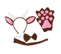 minkissy 1 Set Goat Ears and Tail Headband Set with Bow Tie Unique Animal Festival Costume Accessories for Parties Cosplay and Dress Up Events Fun Hair Decor for Women