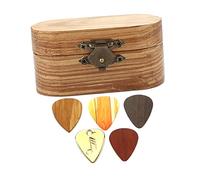 minkissy 1 Set Guitar Pick Set with Wooden Storage Case Acoustic Electric Guitar Picks Organizer Stylish Plectrum Holder for Musicians