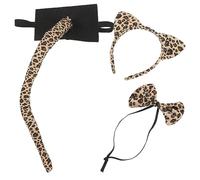 minkissy 1 Set Leopard Print Animal Cosplay Costume Accessory with Headband Bowtie Tail for Halloween Christmas and Role Playing Parties Cute and Creative Design