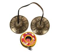 minkissy 1 set Tibetan Cymbals Bell Set Percussion Instrument for Yoga Meditation Durable Handcrafted Design Easy to Carry Traditional Sound for Travel and Performances