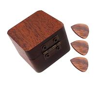 minkissy 1 Set Wooden Guitar Picks Boxed Set Durable Comfortable Plectrums for Acoustic Electric Guitars