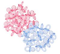 minkissy 100pcs Acrylic Mini Pacifier Baby Shower Decorations for Boys and Girls Pink and Blue Party Favors Christening Table Charms