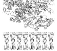 minkissy 100pcs Necklace Pinch Clip Buckles Pendant Connect Clasp Silver Unique Shape Lightweight Clasps Chain Connector Easy to Attach Not Easy to Fade for DIY Jewelry and Necklaces