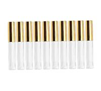 minkissy 10pcs 10ml Empty Lip Gloss Tubes Electroplating Cap Golden Circular Plastic Containers for Lip Oil Glaze and Dye Liquid Travel Size