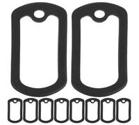 minkissy 10pcs Black Silicone Military Dog Tag Mute Circles Protective Covers for Pet Id Tags Stainless Steel Dog Hoops Noise Silencers for Collar Accessories