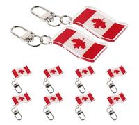 minkissy 10pcs Canadian Flag Keychains Small Maple Leaf Souvenirs Patriotic Canada Keyrings for Party Favors Backpack Purse Accessories