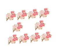 minkissy 10pcs Cherry Blossom Brooch Pins for Women Metal Enamel Lapel Flower Badge Lightweight Floral Accessories for Clothing Bags Spring Decoration