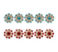 minkissy 10pcs Colorful Alloy Rhinestone Decorative Buttons for Coat Sewing Accessories, DIY Craft Embellishments with Red and Light Blue, Suitable for Overcoat and Wool Garments
