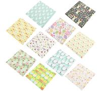 minkissy 10pcs Easter DIY Sewing Fabric 100% Cotton Printed Rabbit and Egg Pattern Patchwork Cloth Squares 25x25cm for Quilting and Craft Projects