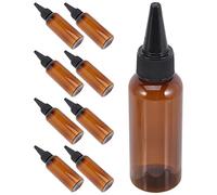 minkissy 10Pcs Hair Color Applicator Squeeze Bottles Refillable Plastic Oil Dispenser for Hair Care for Dye Lotions and Inks Brown with Black Nozzle