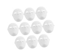 minkissy 10pcs Halloween Full Face DIY Blank Paper Pulp Masks for Men Scary Ghost Design with Elastic Strap Breathable Hip Hop Dance and Masquerade Party Accessories Eco Friendly Costume
