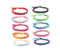 minkissy 10pcs Hand-woven Mixed Color Friendship Bracelet Set for Men and Women Adjustable Woven Wrist Chains Stylish Multi-color Friendship Bands
