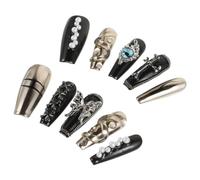 minkissy 10pcs Handmade Gothic Press Nails and Cross Design Full Cover Artificial Nails for Halloween Art Easy Application for Manicures
