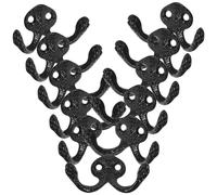 minkissy 10pcs Heavy Duty Iron Wall Hooks with Screws, Multifunction Coat and Towel Hangers, Vintage Charm and Antique Finish, Stylish Black Storage Hooks for Home and Bathroom
