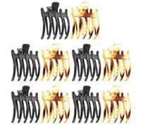 minkissy 10pcs Large Flat Hair Clips Plastic Crab Style Hair Claw 5 prong Tortoise Hair Claw Clips Hair Accessories for Women (Black+Tortoise)