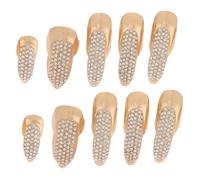 minkissy 10pcs Long Nail Claw Covers Rhinestones Gothic Punk Nail Ring for Halloween Costumes