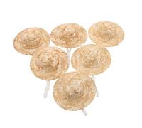 minkissy 10pcs Mini Handwoven Straw Hats for Dolls Sombrero Caps DIY Craft Decorations Fit Bamboo Material for Dollhouse Fiesta Party Accessories