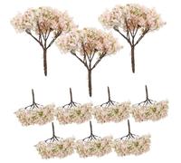 minkissy 10pcs Miniature Cherry Blossom Tree Models for DIY Sand Table Crafts Realistic Fake Flower Trees for Dollhouse Decoration Home Office Landscape Ornaments