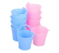minkissy 10Pcs Miniature Dollhouse Buckets with Handle Sturdy Plastic Small Colored Buckets for Crafts Party Favors and Dollhouse Water Accessories