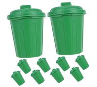 minkissy 10Pcs Miniature Trash Can with Lid Portable Small Plastic Desktop Organizer and Pen Holder Multipurpose Tiny Waste Basket for Office School Party Favors and Desk Storage