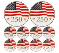 minkissy 10pcs Patriotic Alloy Brooch Pin for Sweaters and Jackets, 250th Anniversary US Flag Lapel Pin with Secure Attachment and Shine Preservation, for Independence Day Parades