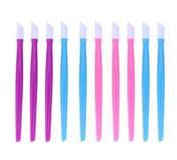 Minkissy 10pcs Plastic Handle Nail Cuticle Pusher Rubber Cleaner Tipped Manicure Colored Nail Art Tools for Ladies Women Girls (Random Color)