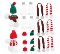 minkissy 10pcs Reusable Christmas Gingerbread Man Plastic Drink Bottles with Silver Aluminum Lids Red White Scarves Red Green Scarves Green Santa Claus Hats for Holiday Juice Milk Tea