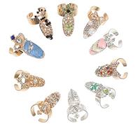 minkissy 10Pcs Rhinestone Fingernail Rings for Women Fashionable Nail Ring Decor for Parties Unique Finger Jewelry to Showcase Your Style