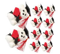 minkissy 10pcs Sitting Graduation Bear Dolls with Cap Safe Animal Bouquet Decoration Adorable Graduates Gift Accessories for Ceremony and Celebration Black White
