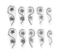 minkissy 10pcs Unique Thorny Rose Nail Tips High Transparency French Tip Glue Nails Art Supplies for Girls