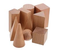 minkissy 10pcs Wooden Geometry Blocks for Shape Sorting Educational Geometric Shape Matching for Elementary Math Learning Pattern Building Cubes for Classroom and Home Use
