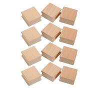 minkissy 12 Pcs Beech Wood Stamp Blocks 40x40x20mm DIY Carving Stamper Set for Scrapbook Seal, Blank Wooden Name Stamps, Crafting and Woodcraft Projects