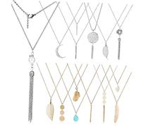 minkissy 12 Pcs Y Shape Long Pendant Necklace Set with Drop Pendants for Women Fashion Statement Necklaces for Parties Weddings and Daily Wear