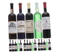minkissy 12 Scale Small Plastic Wine Bottles Kit with Mixed Color Caps for Dollhouse Miniatures and Photography Props