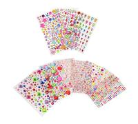 minkissy 12 Sheets Crystal Rhinestone Gemstickers with Strong Adhesive Multicolored Acrylic Flat Back Gems Heart Teardrop Shapes for DIY Crafting Cosplay Halloween Costume Nail Art and