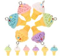 minkissy 12Pcs Assorted Color Resin Ice Cream Charms for Handmade Jewelry Making Pendants for Birthday and Holiday Bracelets, Necklaces, Earrings, and Keychains