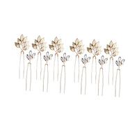 minkissy 12pcs Bridal Hairpins Set Rhinestone Alloy Leaf Hairpin Wedding Updo Hair Stick for Bride Bridal Wedding Accessories