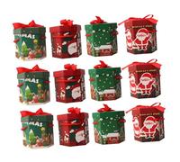 minkissy 12pcs Christmas Candy Boxes Set Hexagonal Paper Storage Boxes Christmas House Santa Designs for Xmas Party Supplies