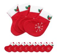 minkissy 12pcs Christmas Cutlery Table Holder Mini Stocking in Red Cloth with Silverware Display and Easy Hanging Design for Festive Table Centrepiece and Holiday Parties