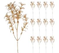 minkissy 12pcs Christmas Glitter Faux Plant Picks with Gold Accents, Artificial Eucalyptus Stems for Vase, Festive Holiday Floral Arrangement and Christmas Home Decoration