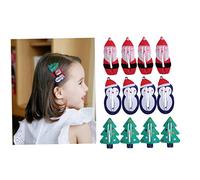 minkissy 12pcs Christmas Hair Clips Snap Barrettes Set for Girls Red Santa, Green Christmas Tree, Blue Snowman Festive Hair Accessories for Kids Holiday Party