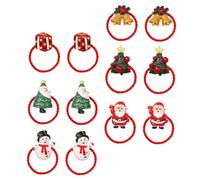 minkissy 12pcs Christmas Hair Ties for Xmas Hair Bands with Santa Tree Snowman Designs Comfortable Ponytail Holders