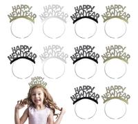 minkissy 12pcs Happy New Year Headband Tiara, Aluminum Foil Party Headbands New Years Eve Party Supplies for Christmas Holiday